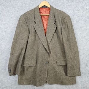 Ron Chereskin Men's Blazer Brown Herringbone Size 44R‎ Camel Hair Blend FLAWS